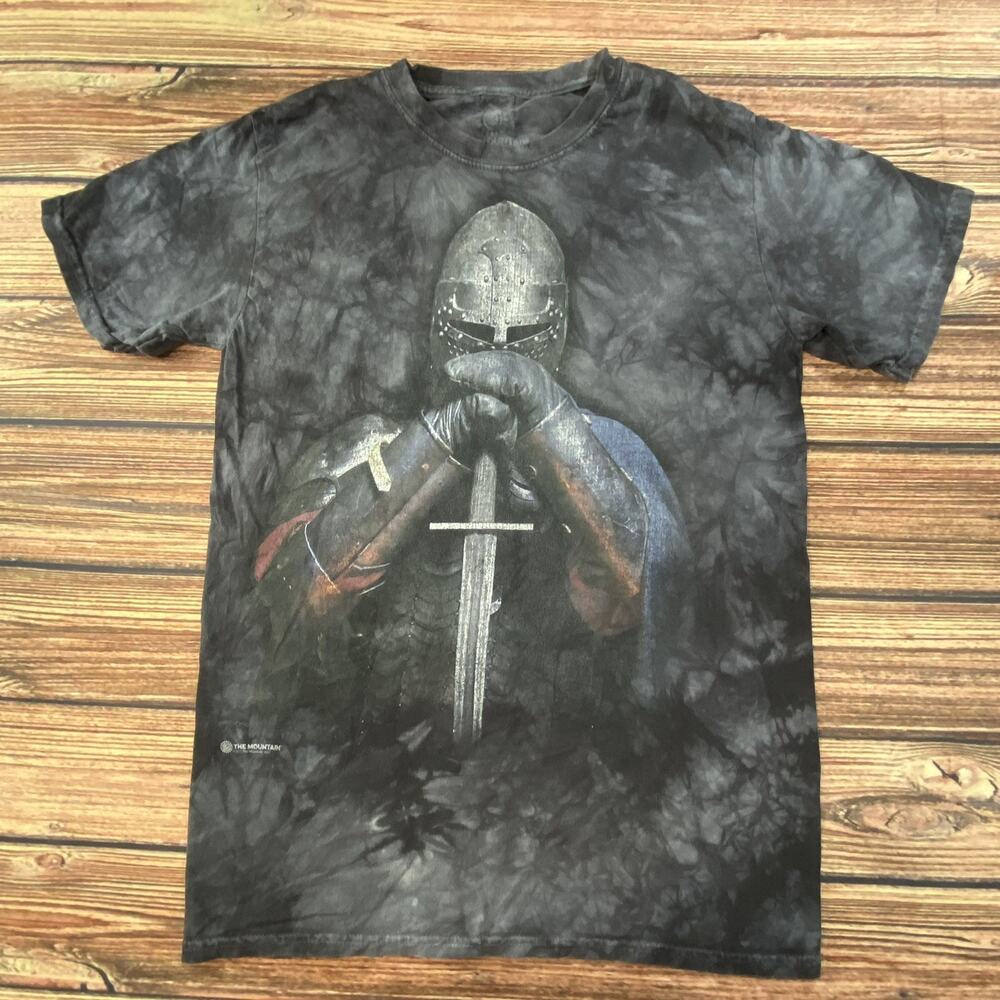 The Mountain Knight T Shirt S Black Tie Dye Medieval Armor Sword Graphic Tee